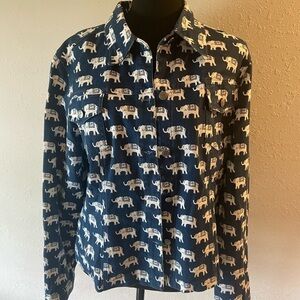 Three sisters jean jacket size extra large blue with elephants T28